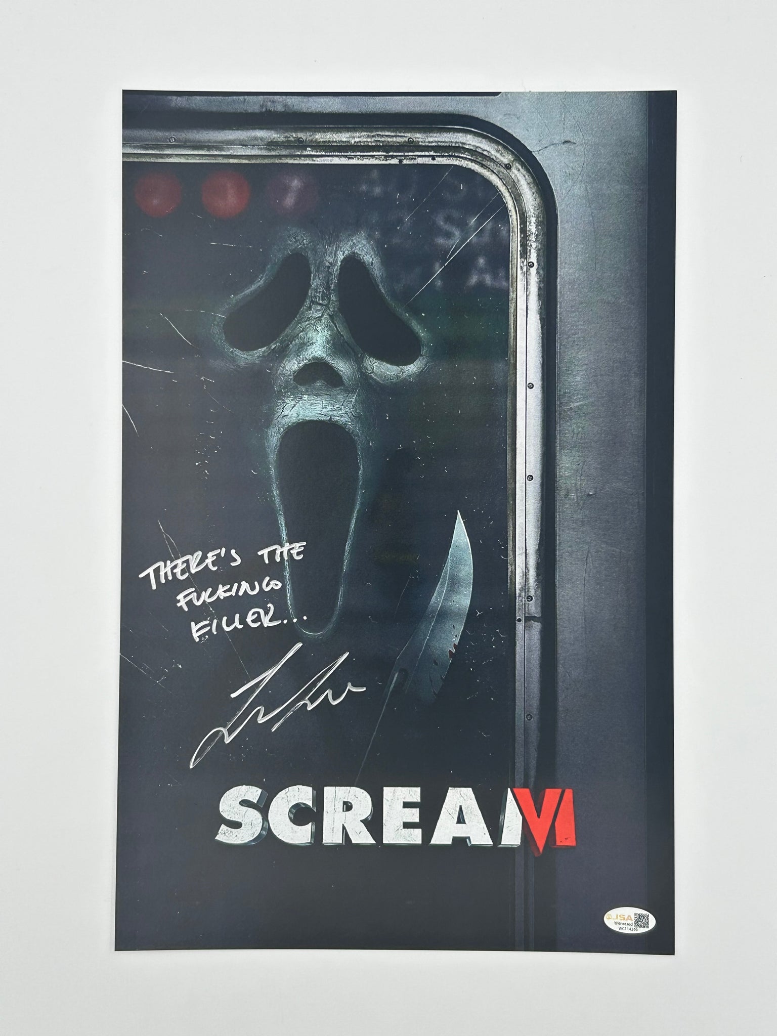 Liana Liberato Signed And Quoted "There's The Fucking Killer" 11x17 "Scream VI" Poster (JSA Witnessed)