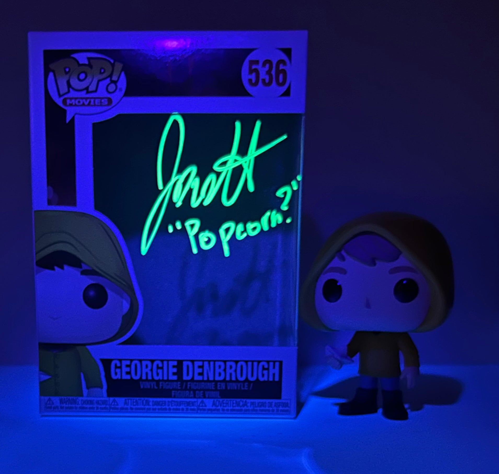 Jackson Robert Scott Signed Funko in blacklight