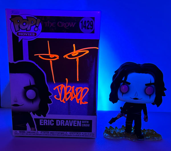 James O'Barr Signed Funko in blacklight