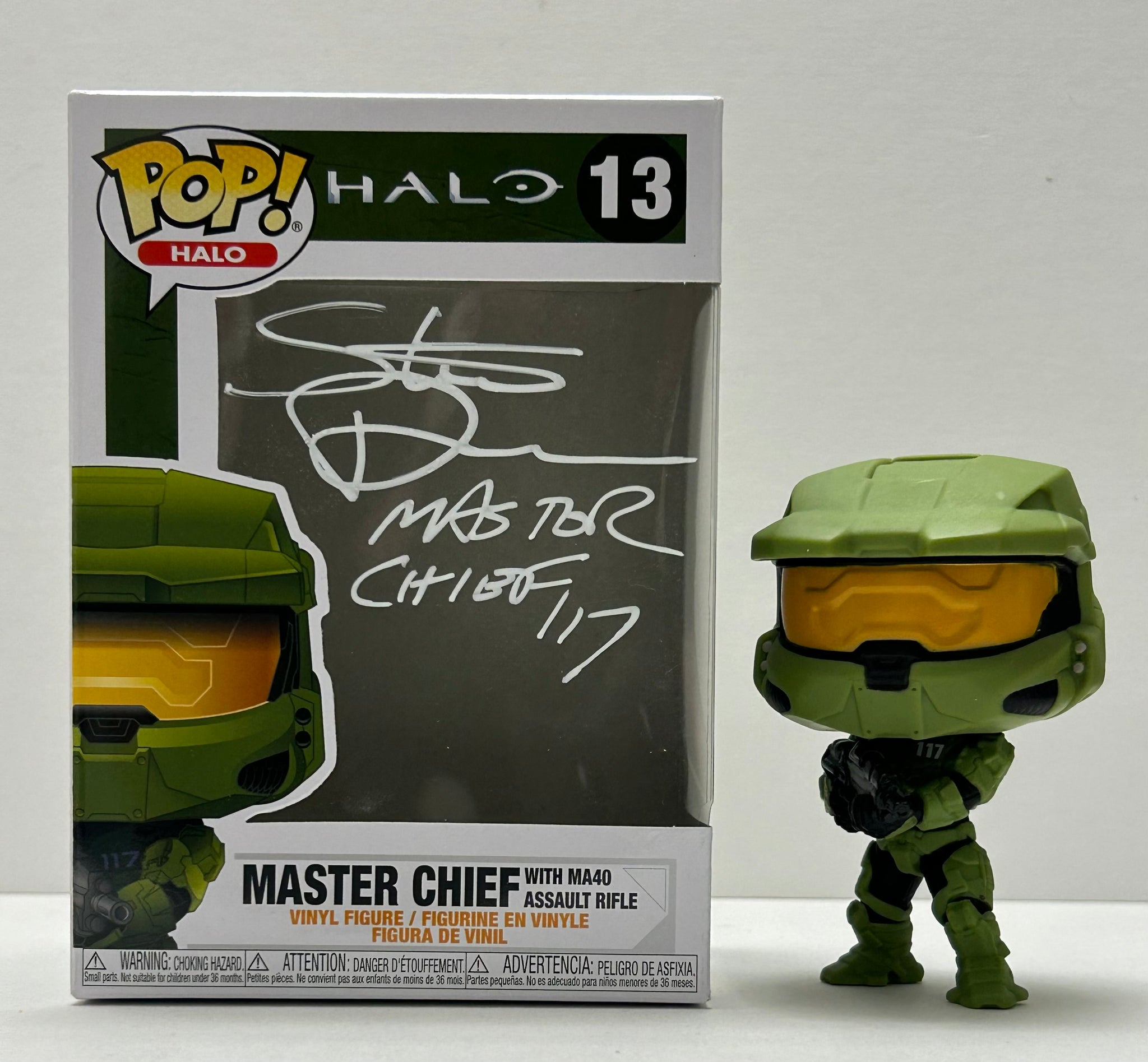 Steve Downes Signed "Halo" Master Chief Funko POP! Inscribed "Master Chief 117" (JSA Witnessed COA)