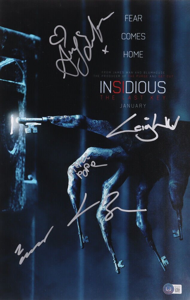 Insidious 11x17 Poster signed by Leigh Whannell, Lin Shaye + 3 more